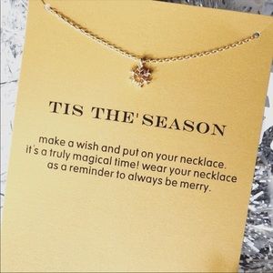 NWT “‘tis the season snowflake necklace with card.
